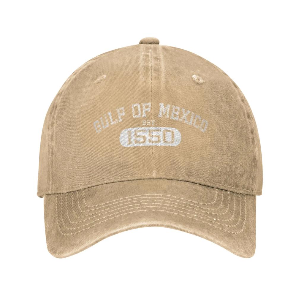 Vintage Retro Gulf of Mexico Est 1550 Mexican Flag Baseball Caps Distressed Denim Washed Snapback Outdoor Adjustable Hats