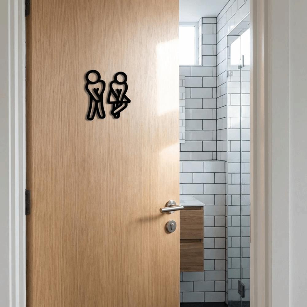Moderne 2D Flache WC-Türschilder 12cm Holz Toilettenschilder Lustige Dekorative Badezimmer-Hinweisschilder Damen Toilette
