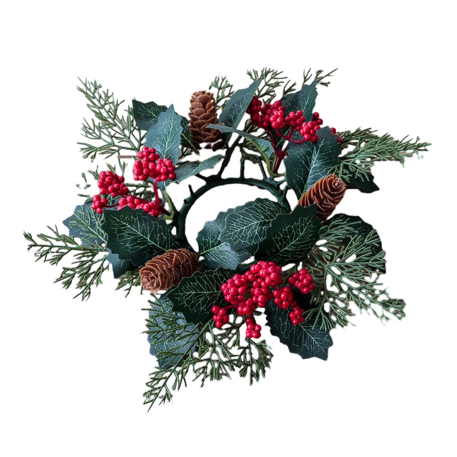

Berries Candle Holder 11.02\ \ Pillar Candle Rings Wreath for