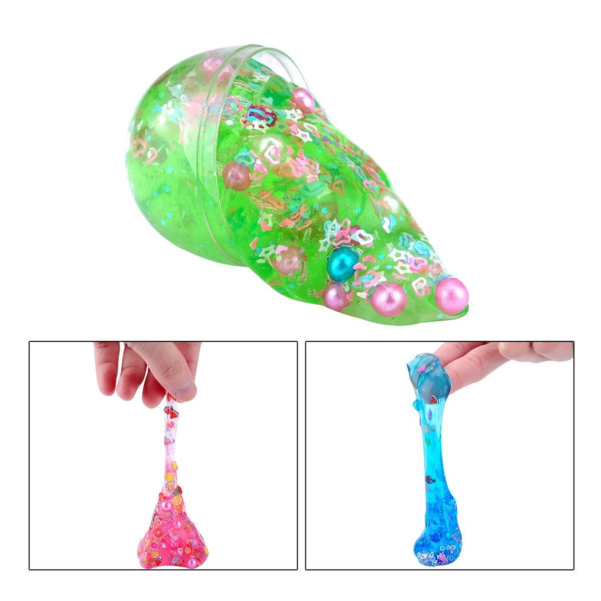 Kvvdi - 4 упаковки разноцветных жемчужно-кристаллических слизей с фруктами — фото 7