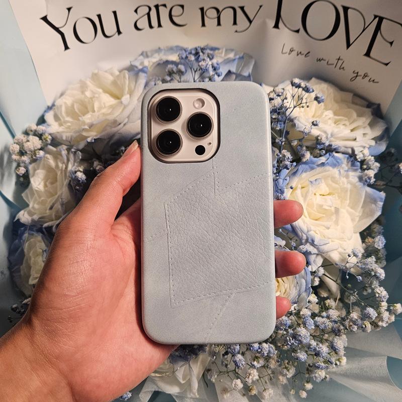

The Spliced Leather Texture Is Suitable for The IPhone 15promax Phone Case, IPhone13 Half-case 14 Anti-drop 12 Simple Shell iPhone X/Xs Universal