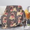 Pug Dog Flannel Blanket Cute Animal Print Soft Cozy Warm Throw Blanket Bed Sofa Nap Knee Blankets Home Bedding Christmas Gifts