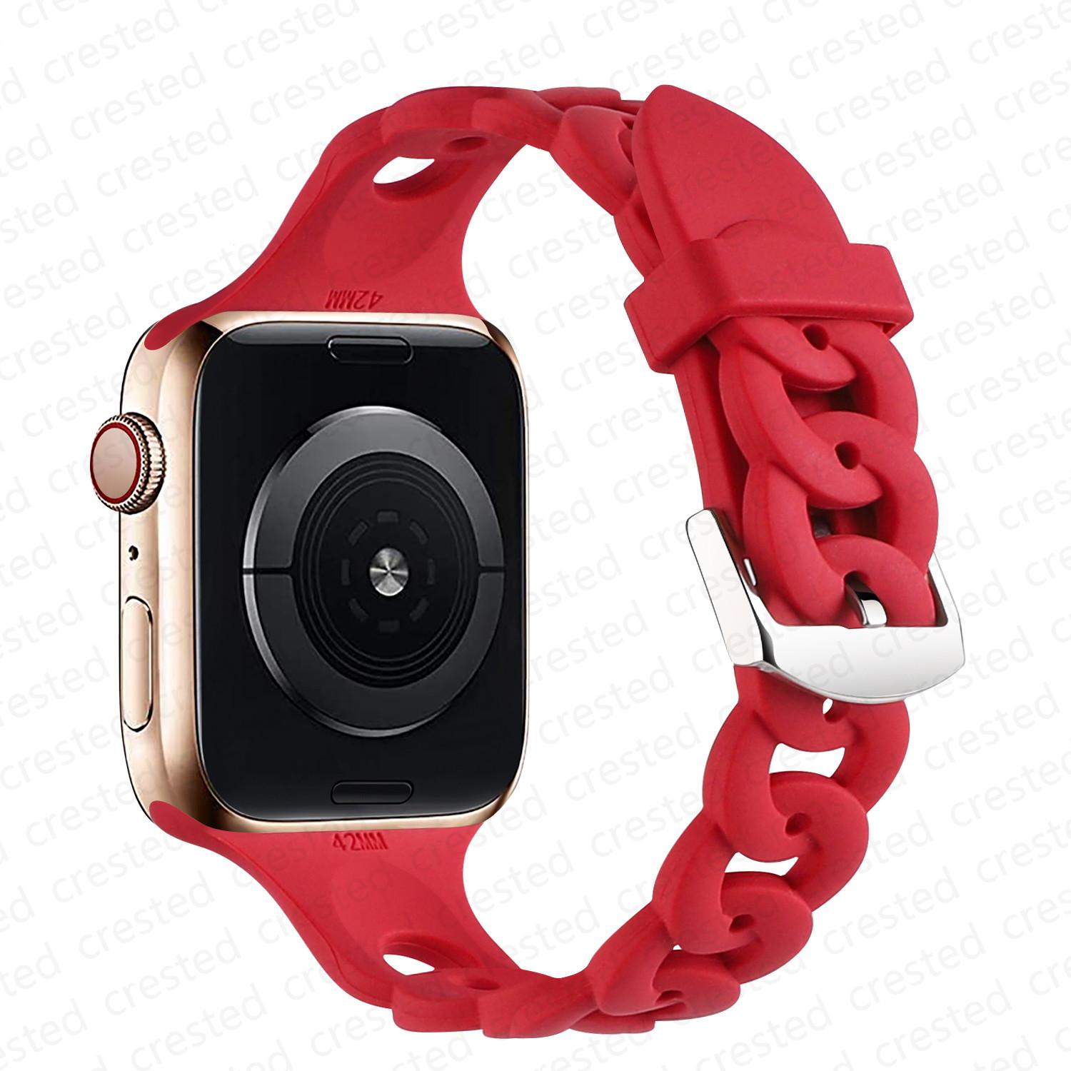 

Gourmette Strap For Apple watch band 44mm 40mm 45mm 41mm 42mm 38mm 49mm 45 mm correa bracelet iWatch series 3 6 se 7 8 ultra 2 9 42mm 44mm 45mm 49mm червоний