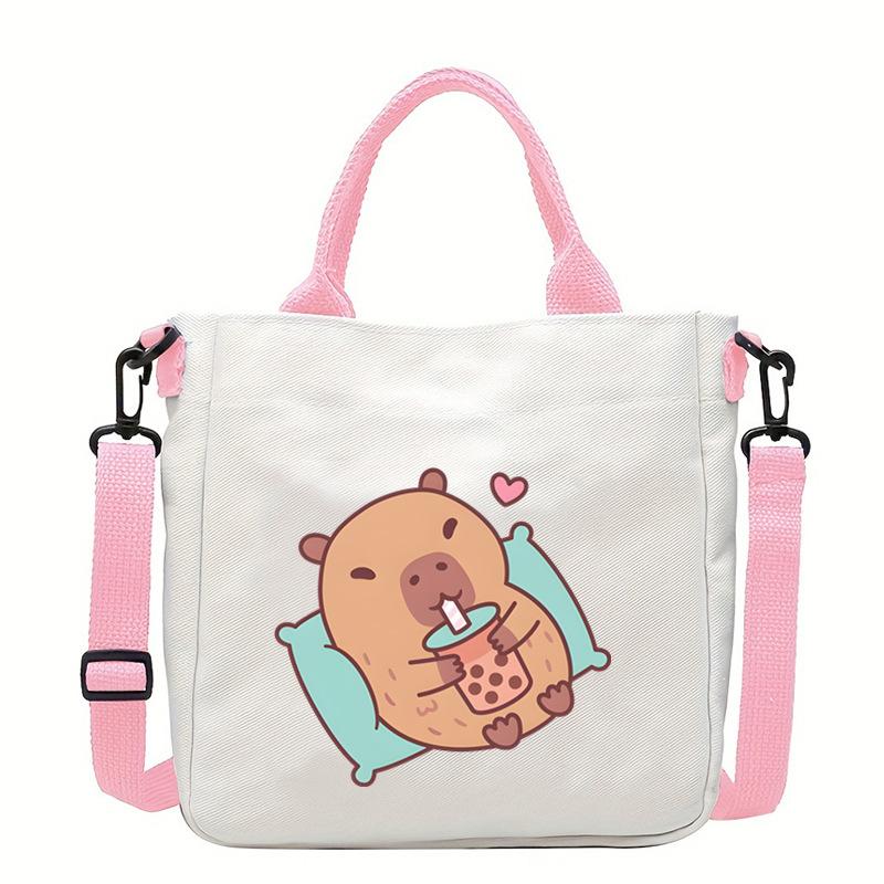 

Новая холщовая сумка-тоут капибара забавный принт модная однотонная сумка через плечо милая сумка-мессенджер женская No specification