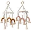 Holz Boho Baby Stubenwagen Hängespielzeug Anhänger Baumwolle Babybett Mobile Regenbogen Kinderbett Mobile für Babyzimmer Deckendekoration