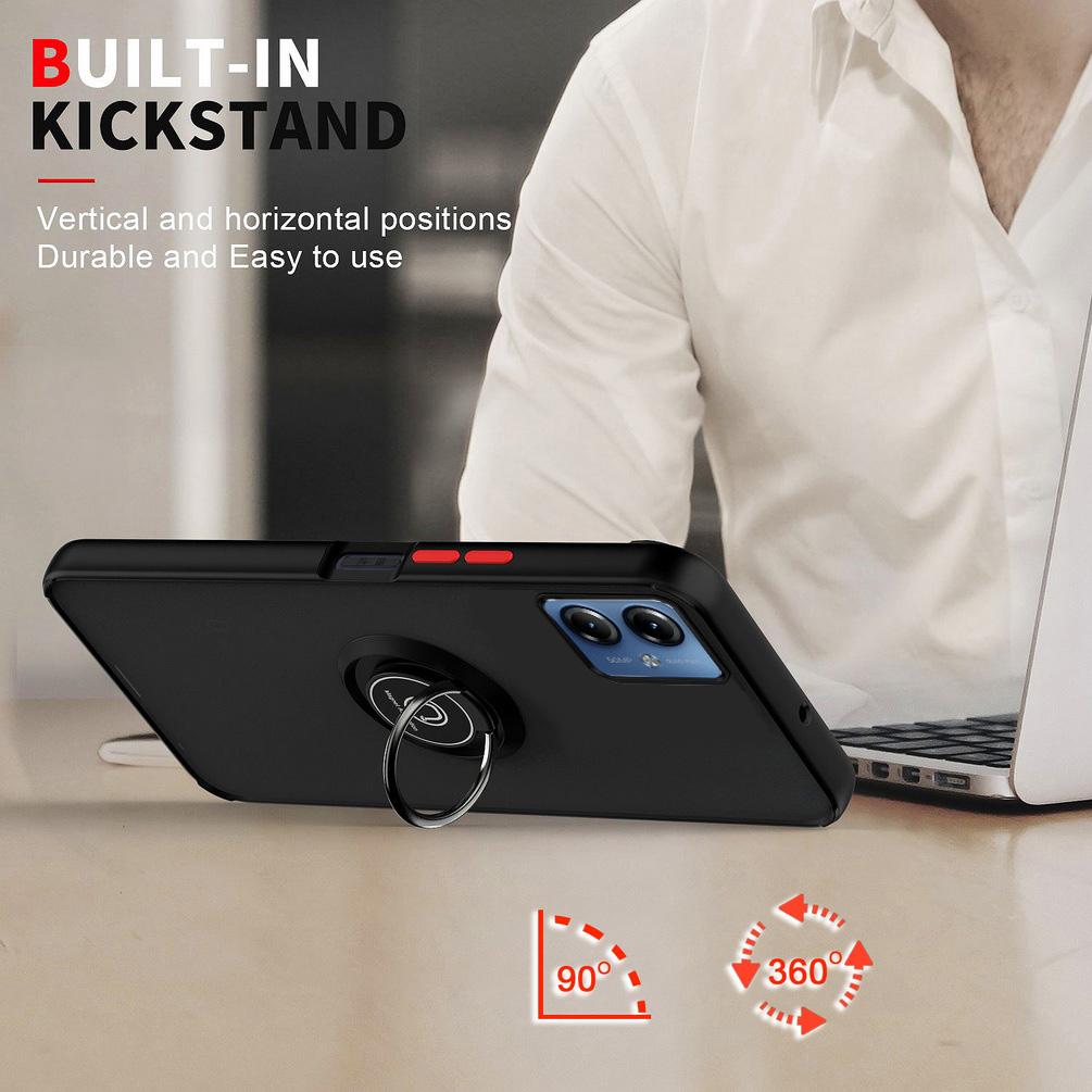 Armor Matte Case for Motorola Moto G14 G04 G04S G24 G54 G84 G53 G23 G13 G52 G42 E14 Cover Ring Magnetic Holder Stand Business Full Protection