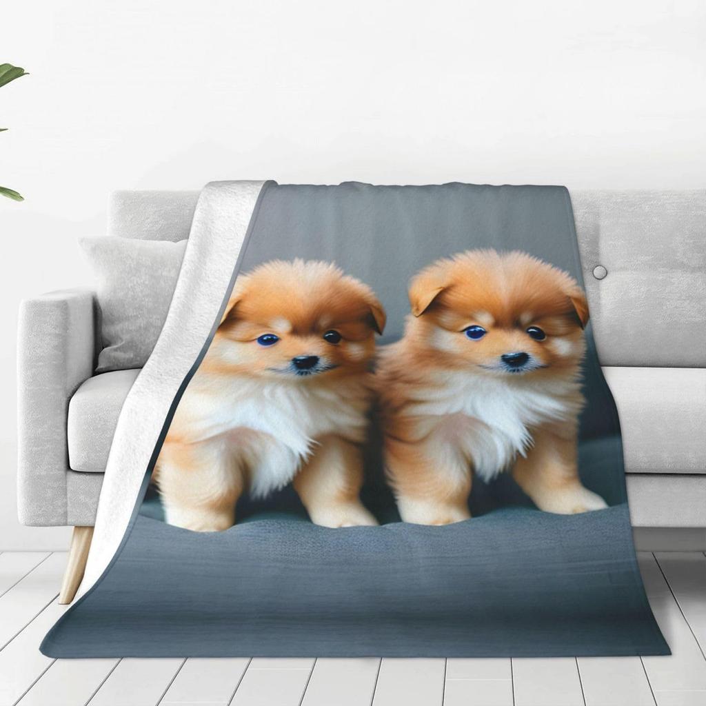 Cute cartoon dog Printed Blanket for Sofa Bed Travel Camping Living Room Office Conditioning Blanket for All Seasons Gifts