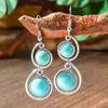 Vintage Earrings Silver Geometric Turquoise Drop Earrings Bohemian Dangle Jewelry for Women