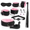 BDSM Bondage Bundle Set Leather Plush Blindfold Handcuffs Whip Nipple Clip Adult Sex Toys Women Erotic Restraint Game Kit