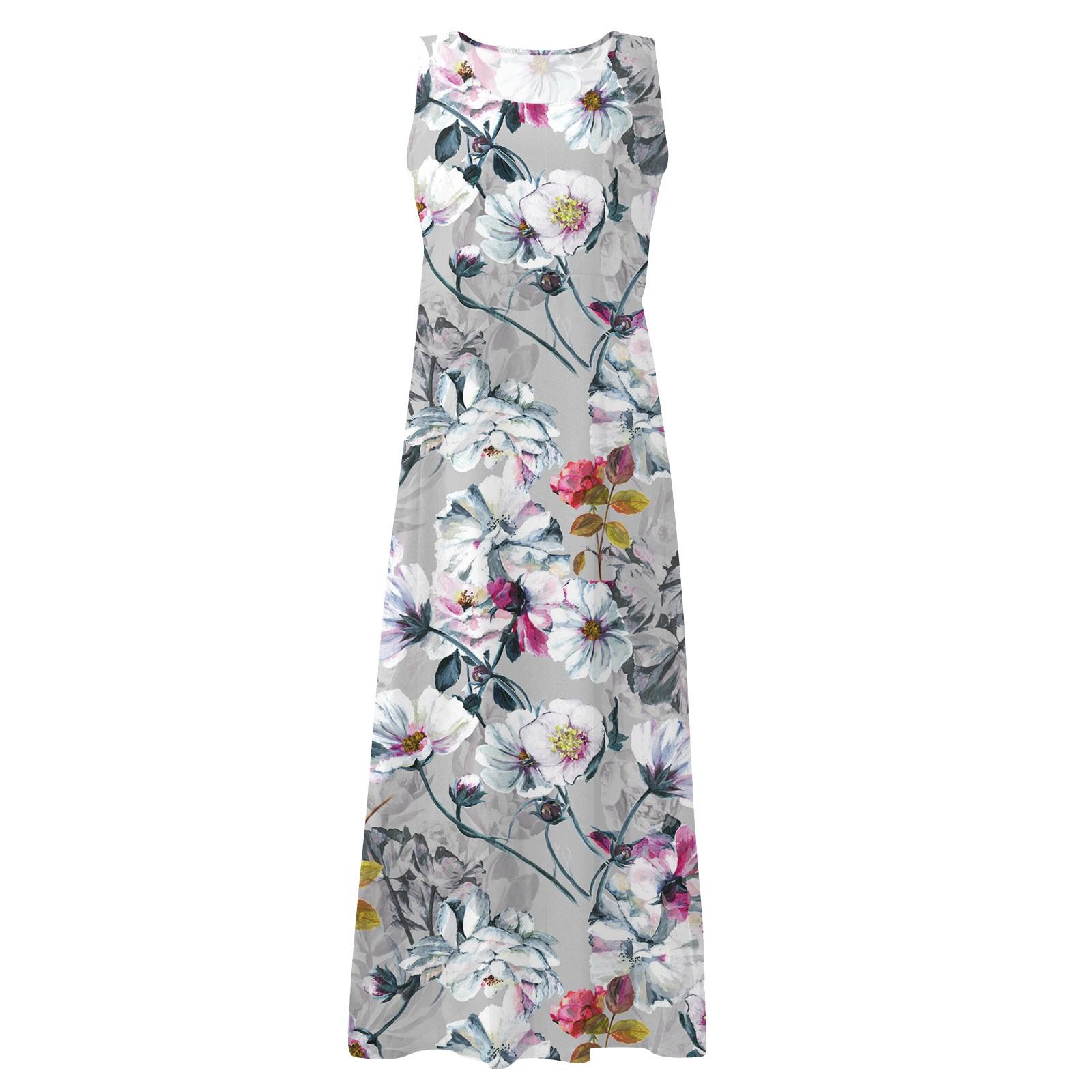 Женское повседневное удобное хлопковое карманное платье без рукавов с цветочным принтом — фото 5