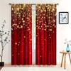 Set aus 2 roten goldenen Sternvorhängen mit Glitzerstreifen, halbtransparentes Polyester, Dekor für Wohnzimmer, Küche, Esszimmer, Made Sitting Fensterbehandlung