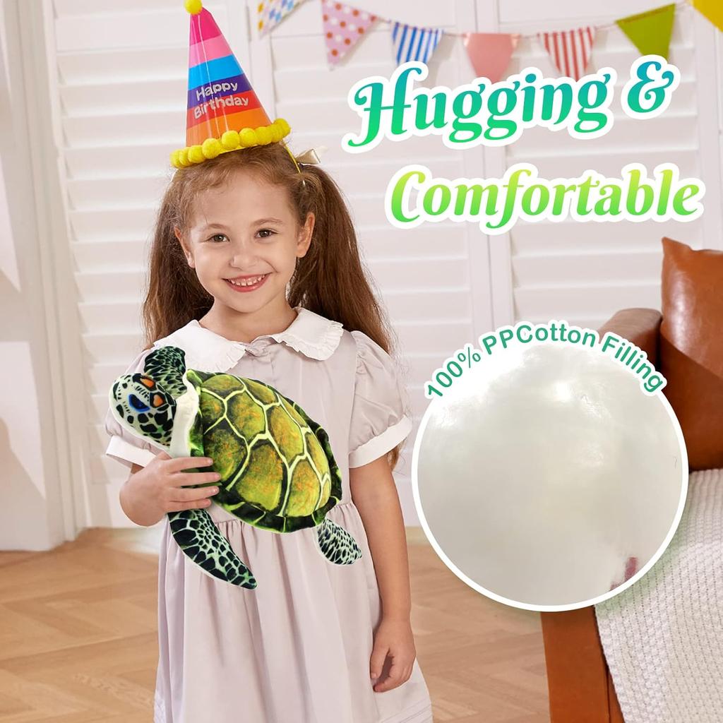 Athoinsu Realistic Stuffed Animal Sea Turtle Soft Plush Toy Ocean Life Tortoise Throw Pillow Birthday Plushie Gifts for Toddler Kids Boys and Girls,