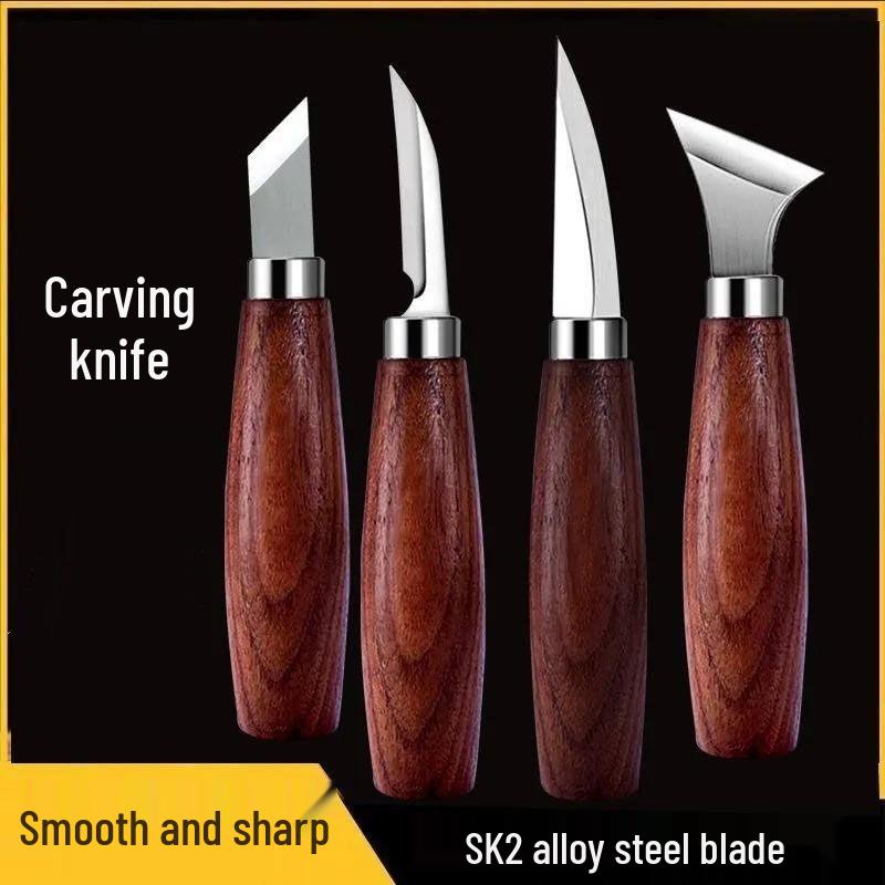 Set Profesional de Cuțite pentru Sculptură în Lemn: Include unelte pentru cioplire, cu curbură și pentru sculptarea lingurilor