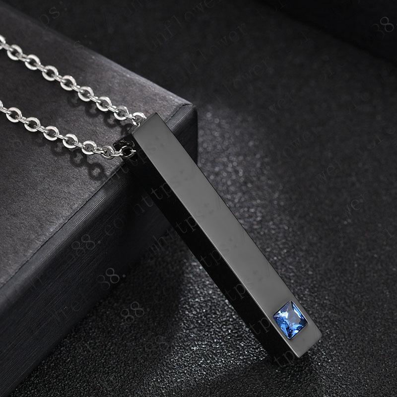 

Подвеска в форме прямоугольного цилиндра из титановой стали с четырехсторонней лазерной гравировкой из розового золота и бриллиантами для пар чёрный