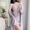 Female Sexy Winter Golden Velvet Pajamas Spring and Autumn Warm Suspender Nightgown Nightgown Two-piece Set Loungewear with Chest Pad
