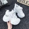 9CM New 2025 Chunky Leather Sneakers Summer Casual Vulcanized Shoes Woman High Platform Breathable Mesh Sneakers Sport Dad Shoes