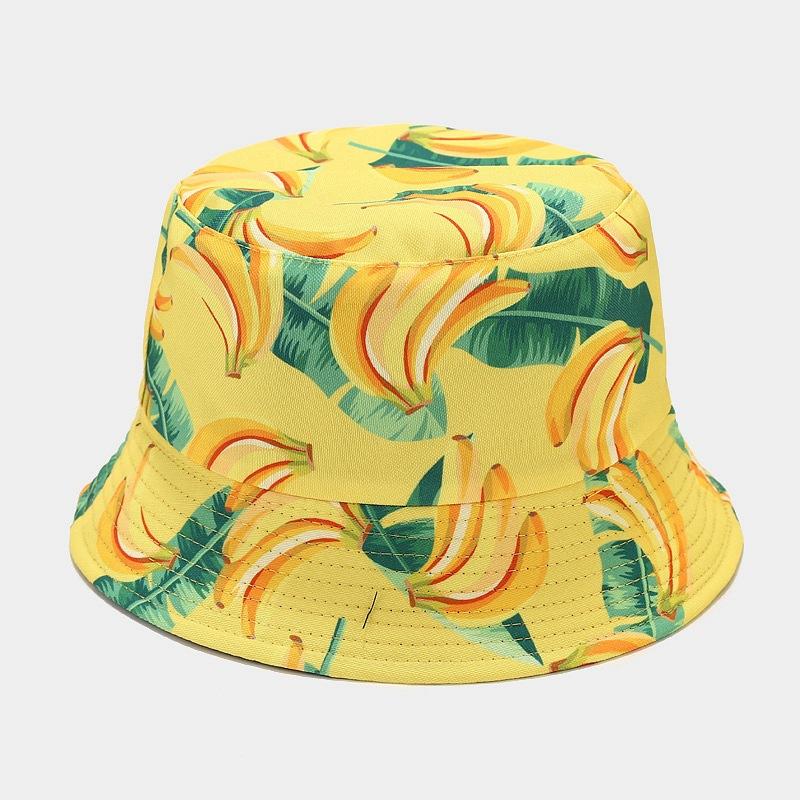Creative Printed Fruit Pattern Bucket Cap Unisex Outdoor Leisure Fisherman Hat Summer Beach Uv Protection Sun hats Panama Bob