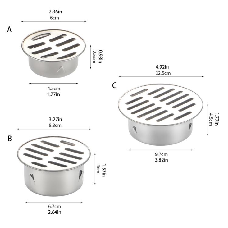 2pcs Modern Round Shower Floor Drain with Middle Drainages and Hair Trap Features Easy Maintenance and Easy Installion
