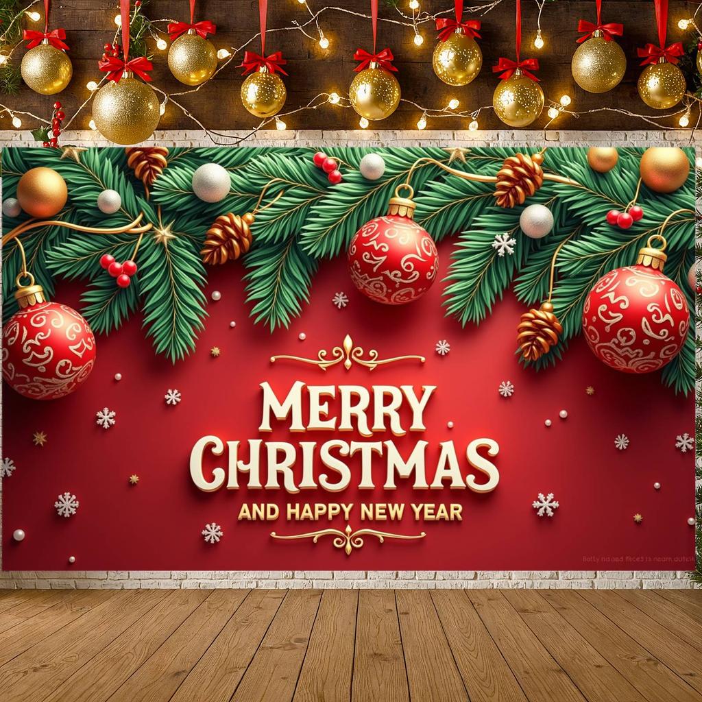 Holiday Banner Snowflakes Merry Christmas Banner Happy New Year Banner Festive For Holiday Celebration Festive Event Xmas Event