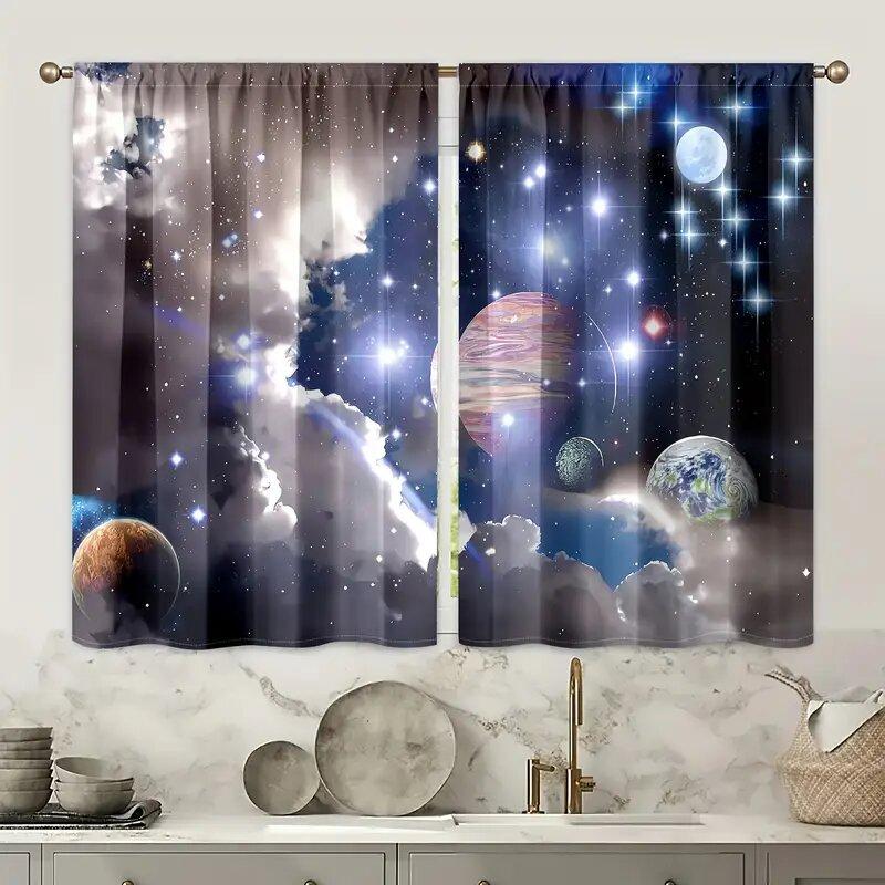 Cosmic Style Patterned Printed Curtains Bedroom Living Room Decoration Home Curtain Polyester Perfect For Great