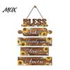 Decorative Wooden Letters for Wall Kitchen Decor, 5 Panel Bless Food Family Love Splicing Art Hanging Sign, Farmhouse Dining Room Living Pastoral
