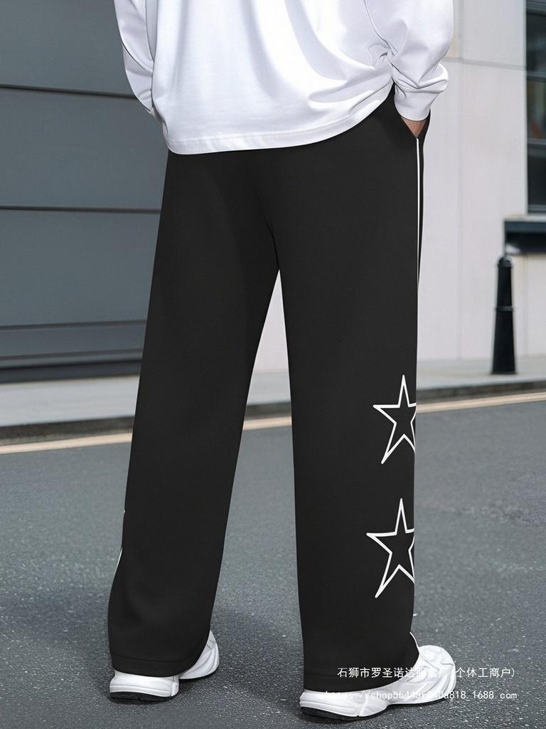 European size, men's trousers, casual sports, daily running, versatile pocket trend g pentagram