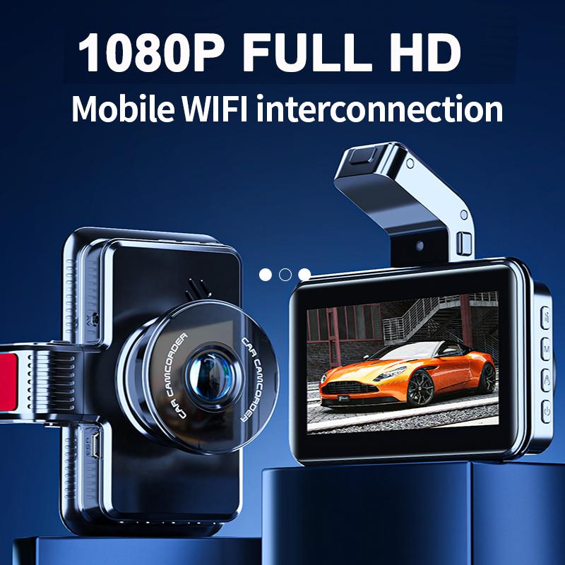 

Автомобильный видеорегистратор IPS Wi-Fi с двумя объективами Авто GPS FHD 1080P