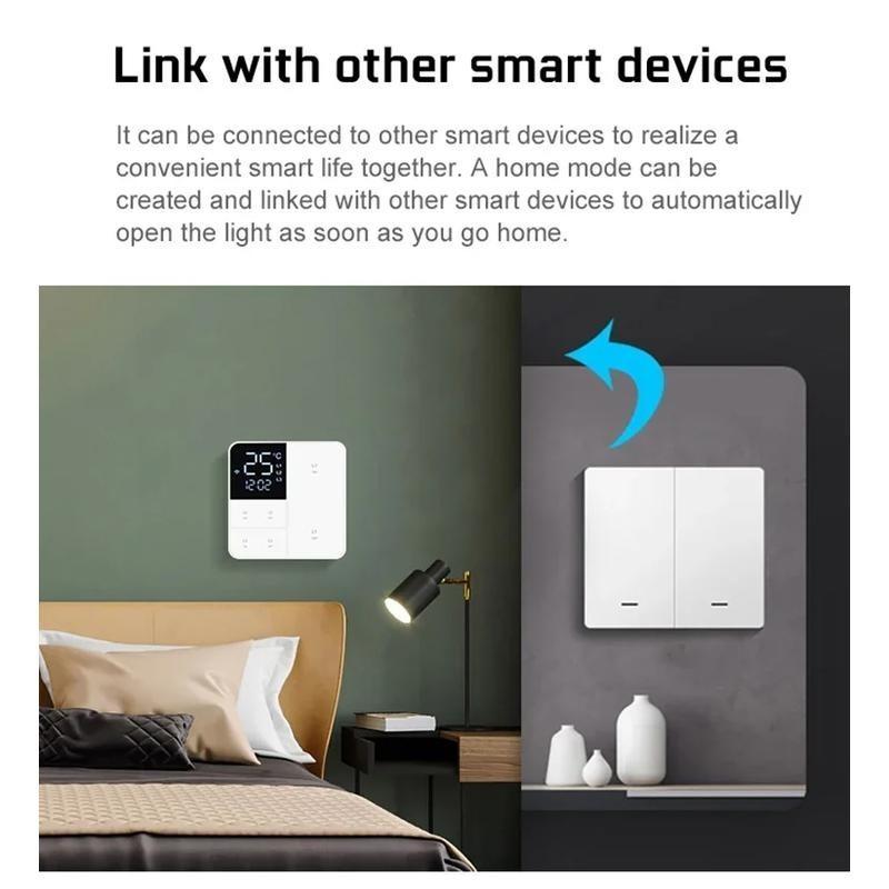 Smart WiFi Switch With Temperature Time Display Function 1/2/3 Gang Wall Light Button Switch Timing Remote Control Switch