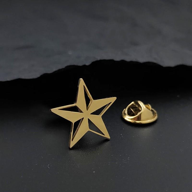 Hohlgeschnitzte Pentagramm Brosche Manschettenknöpfe 3D Dreidimensional Personalisierte Einfache Luxuriöse Unisex Accessoires
