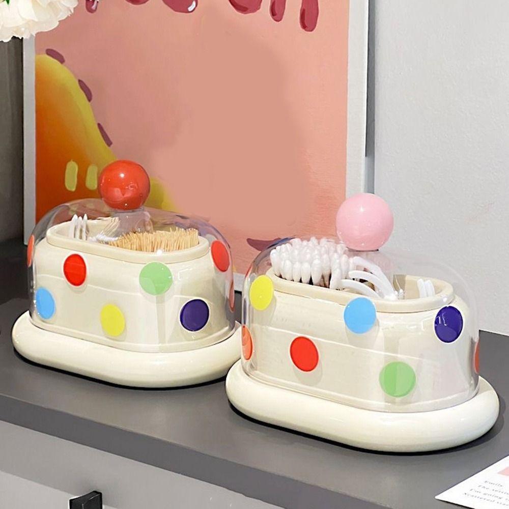 Double Grid Toothpick Storage Box Dustproof Cotton Swab Tube Dopamine Toothpick Box  Living Room