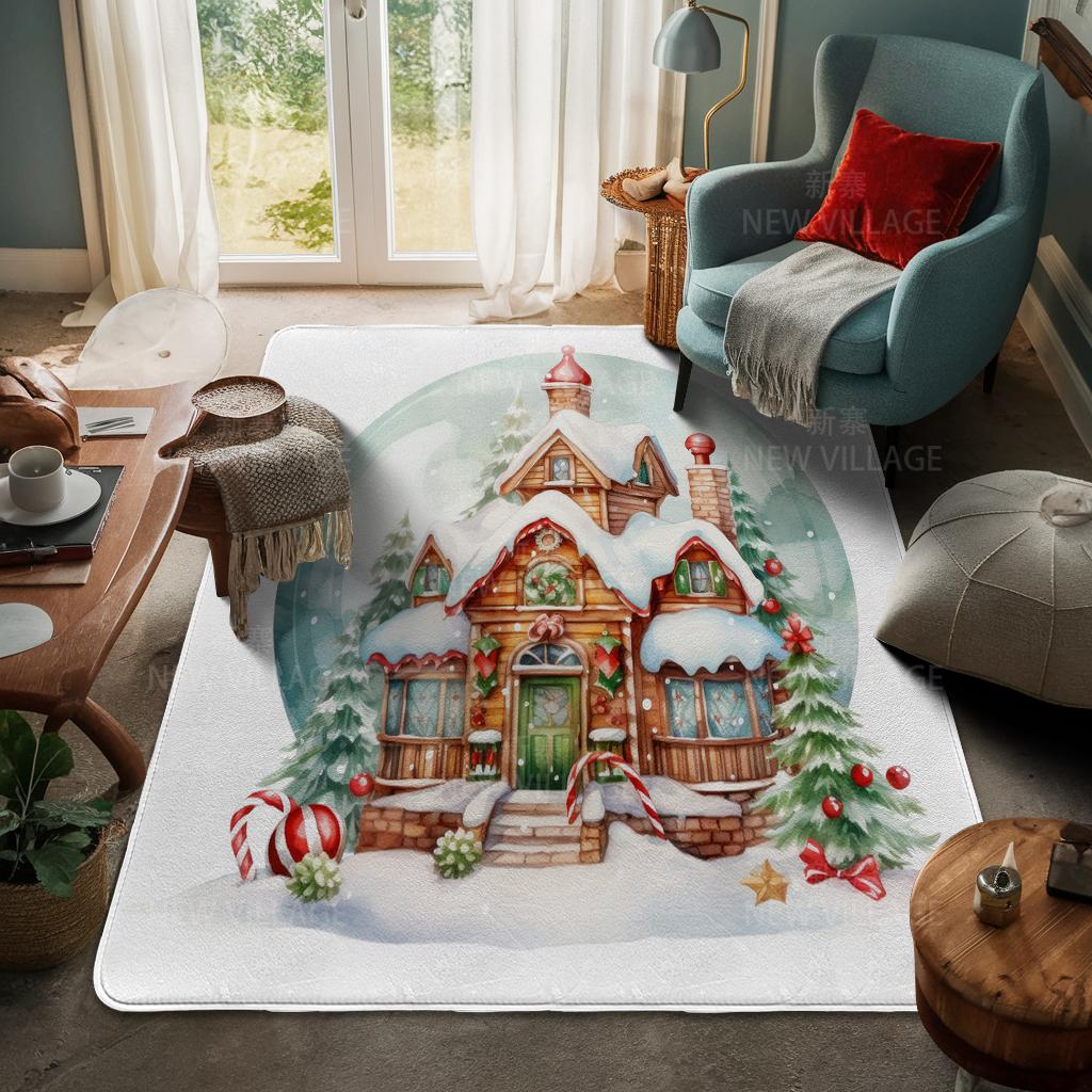 House Entrance Carpet Home Door Mat Living Room Bath Foot Bathroom Non-slip Water Absorption Rugs Bath Merry Christmas Winter