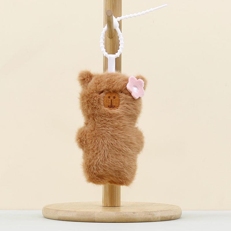 Plush Animal Keychain With Straw Bear And Capybara Designs For Kids And Gift Enthusiasts