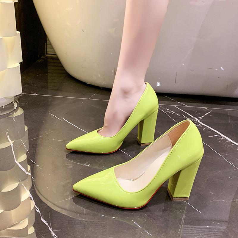 Fashion 2025 Fashion Concise Women's Slip on High Heels Pointed Toe Shallow Mouth Chunky Heels Pumps Plus Size Classics Office & Dress