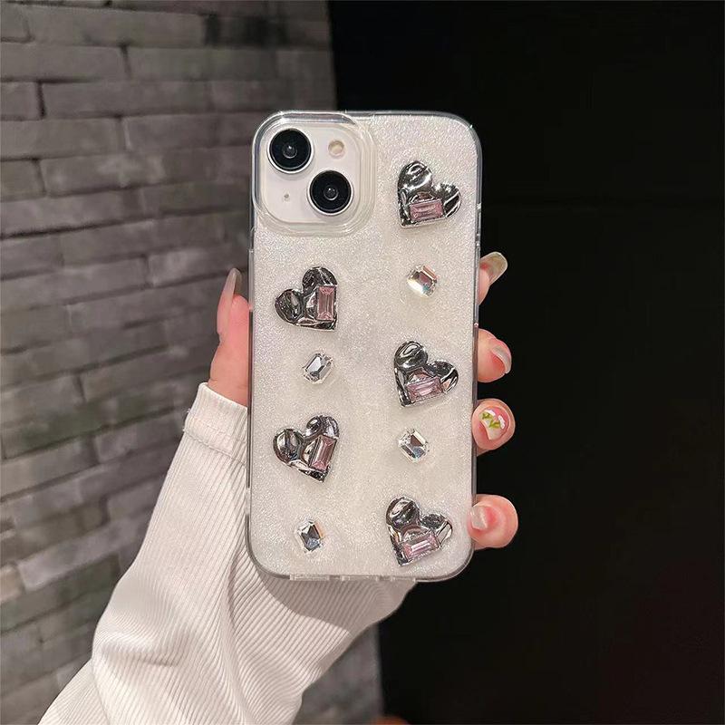 Silver Bead Bow Mobile Phone Case For Iphone17Promax Epoxy Luxury Women'S 14 Apple 15 Pearl 13