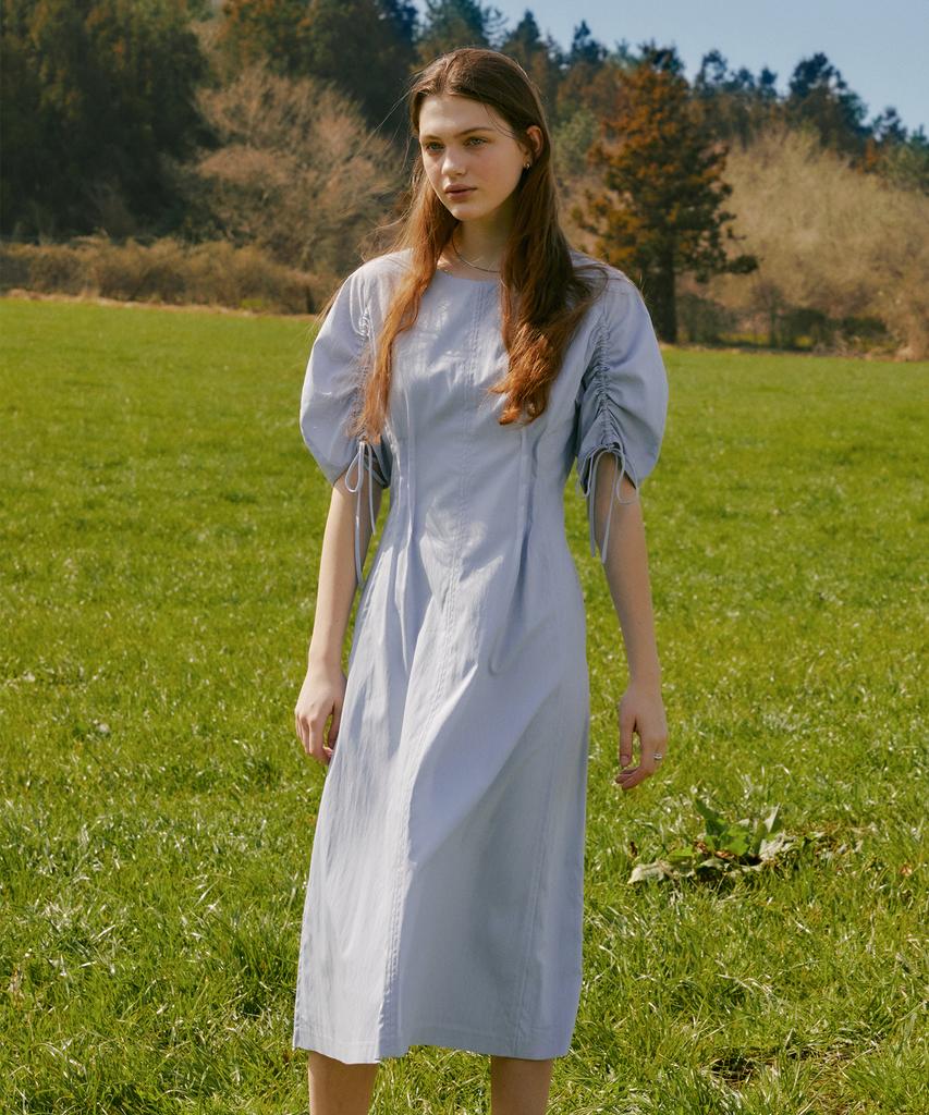 OSTKAKA Ring Shirring Dress Sky Blue
