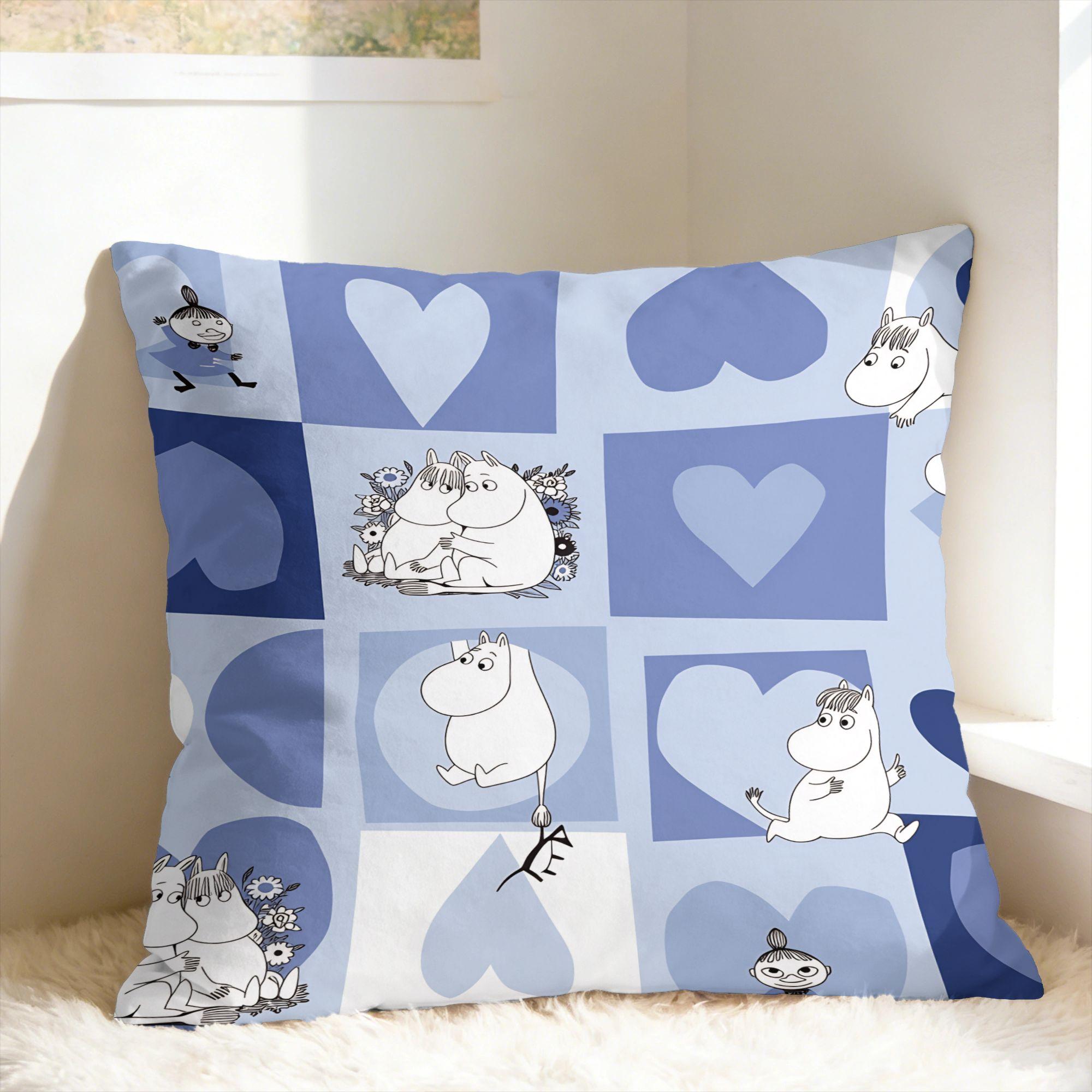 Annier Unisex Cute M-Moomins Pillow Cover Print Cushion Cover Morden Pillow Case For Sofa Home Decoration