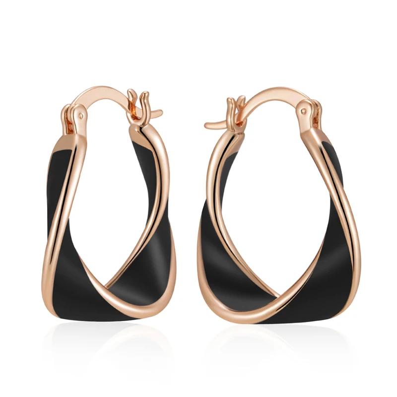 Σκουλαρίκια Mobius Strip με χρυσό κλιπ για γυναίκες Μαύρο Λευκό Κόκκινο Πράσινο Σμάλτο Αξεσουάρ μόδας Κοσμήματα