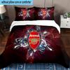 3PCS Arsenal Football Club Crest Printed Bedding Set, Includes A Duvet Cover and Two Pillowcases for Bedroom, Suitable for All Seasons
