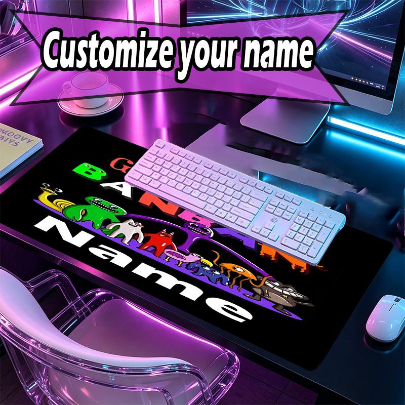 Custom Name Personalized Game Rainbow Friends Pattern Mousepad, Laptop PC Desk Mat, Decorative Desk Mat for Home Keyboard Pad Gift