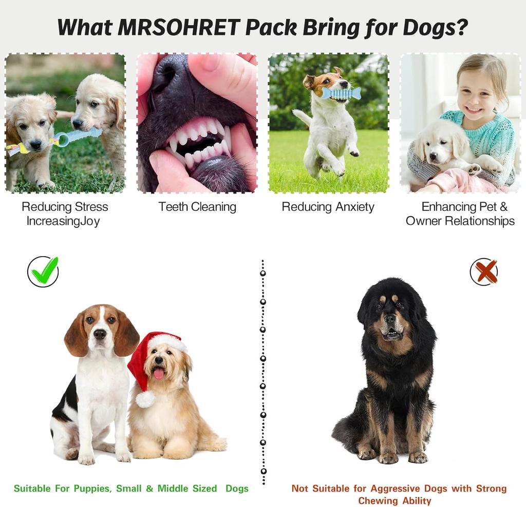 8 Pack Puppy Teething Chew Toys Set Squeaky Rubber Rope Interactive Toy for Small Medium Dogs