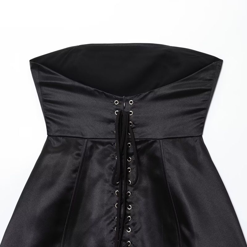 Kaslead New Women clothes Western Style Fashion Slim fit Strap Wrap-around Backless Short Dress