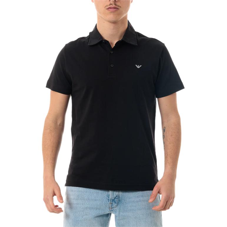 Emporio Armani Logo Solid Color Short Sleeve Polo Shirt Men tops Black EM000571-AF12331-UC001