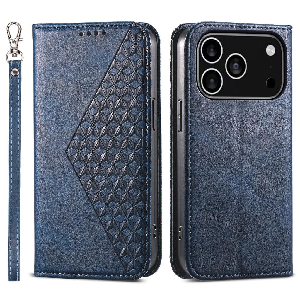 לכיסוי אייפון 17 פרו ארנק מעור PU במרקם עגל עם רצועת יד