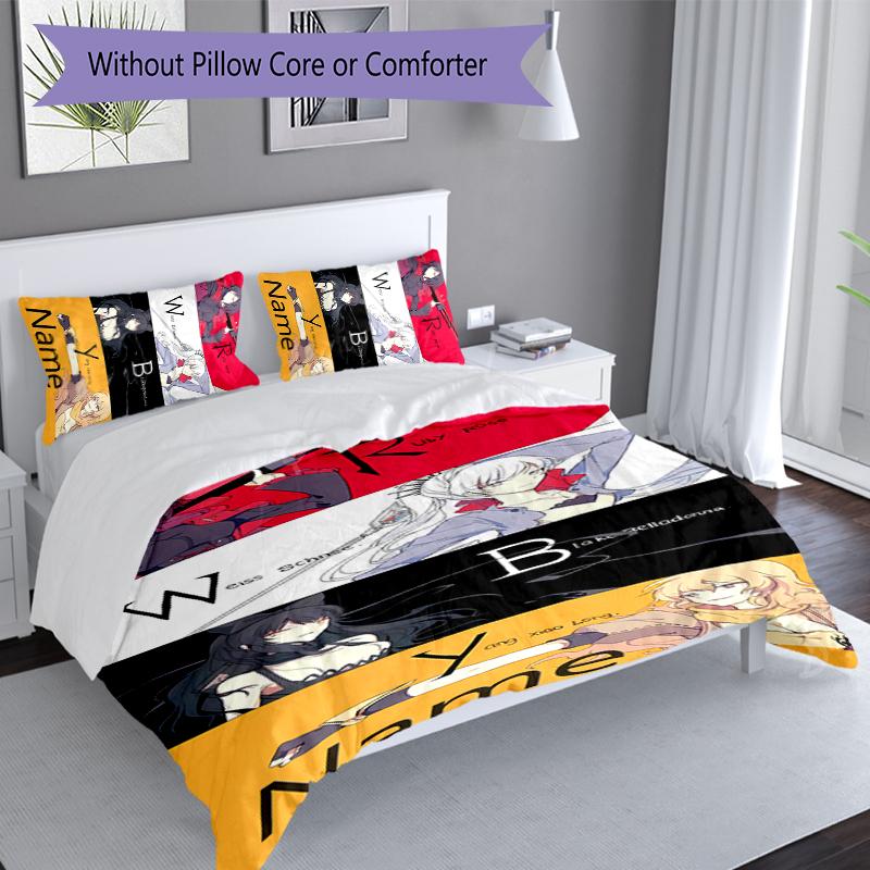 3pcs Custom Name RWBY Volume Bedding Set,Includes 1 Duvet Cover and 2 Pillowcases,All-season Bedroom Decor