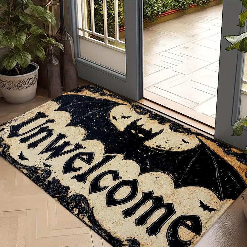 1pc Halloween Welcome Door Mat Spooky Bat Home Party or Gift Perfect for Porch Festive Entryway Accessory Decorative Welcome Mat