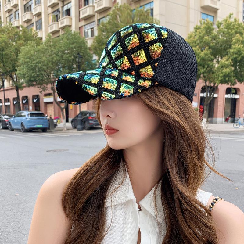 Chapeau casquette de baseball à paillettes pour femmes été maille grand tour de tête casquette chapeau de soleil tendance
