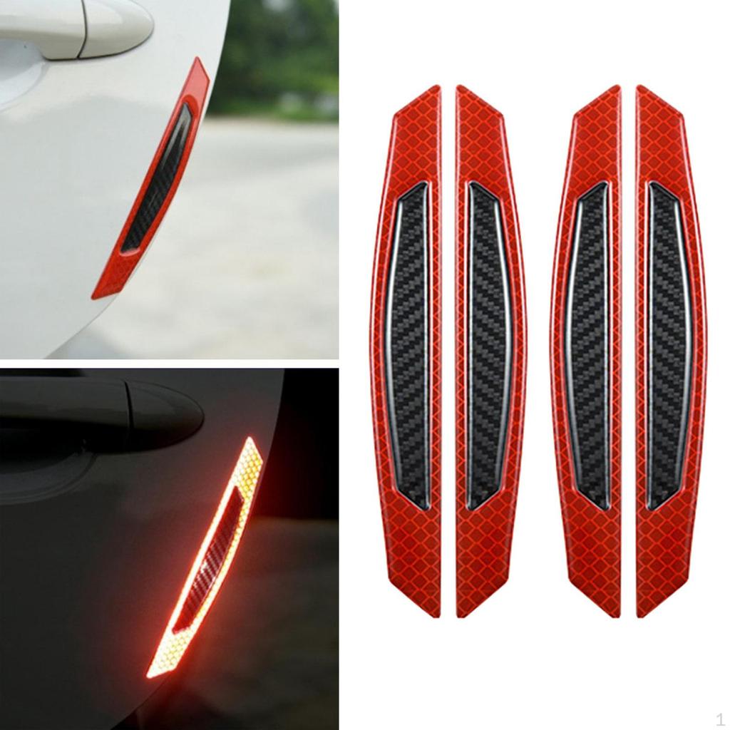 4 PCS Car Door Reflective Strip Anti-Collision Self-adhesive Waterproof Tape Sticker Decal Universal