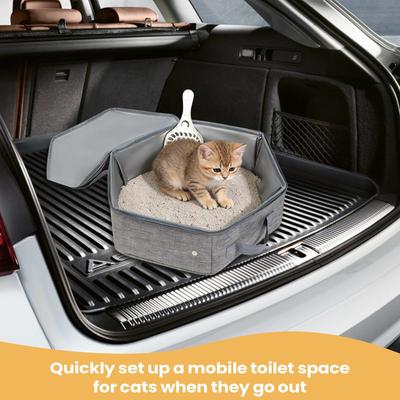 Cat Carrier Box With Scoop Portable Water-Resistant Leak-Proof Cat Litter Pan Pet Case For Indoor Outdoor Travel Hotel Home