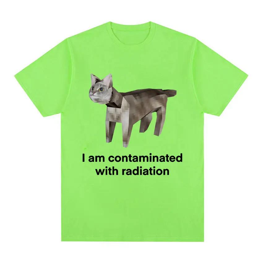 Ich bin kontaminiert Lustige Katze Meme T-Shirt Sommer Herren Damen Kleidung Humor T-Shirts Reine Baumwolle Lockeres Oversize T-Shirt Streetwear