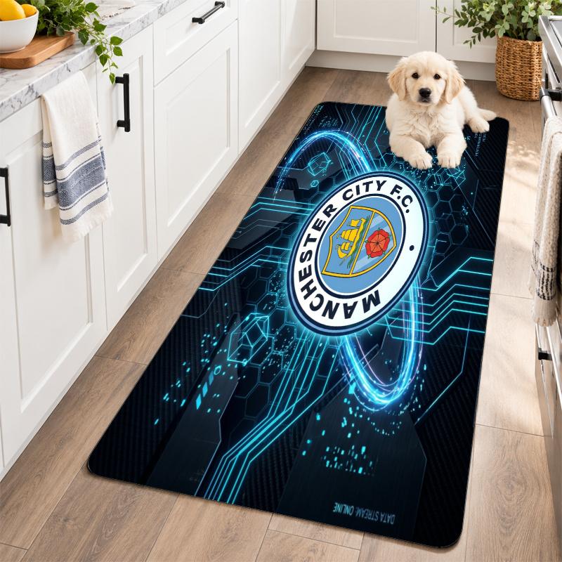 Flannel Kitchen Mat Manchester City Soft Area Rug Non Slip Floor Carpet Home Decoration